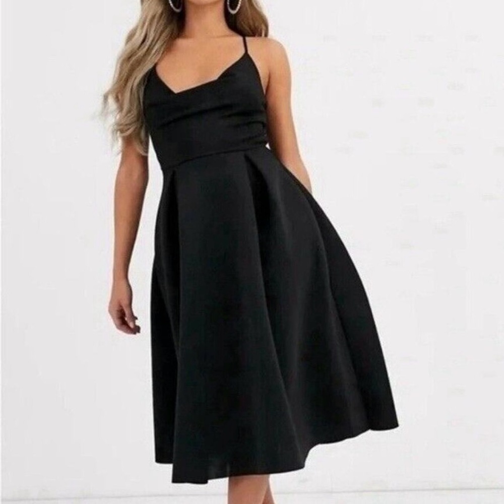 ASOS Black petite scuba cami midi dress